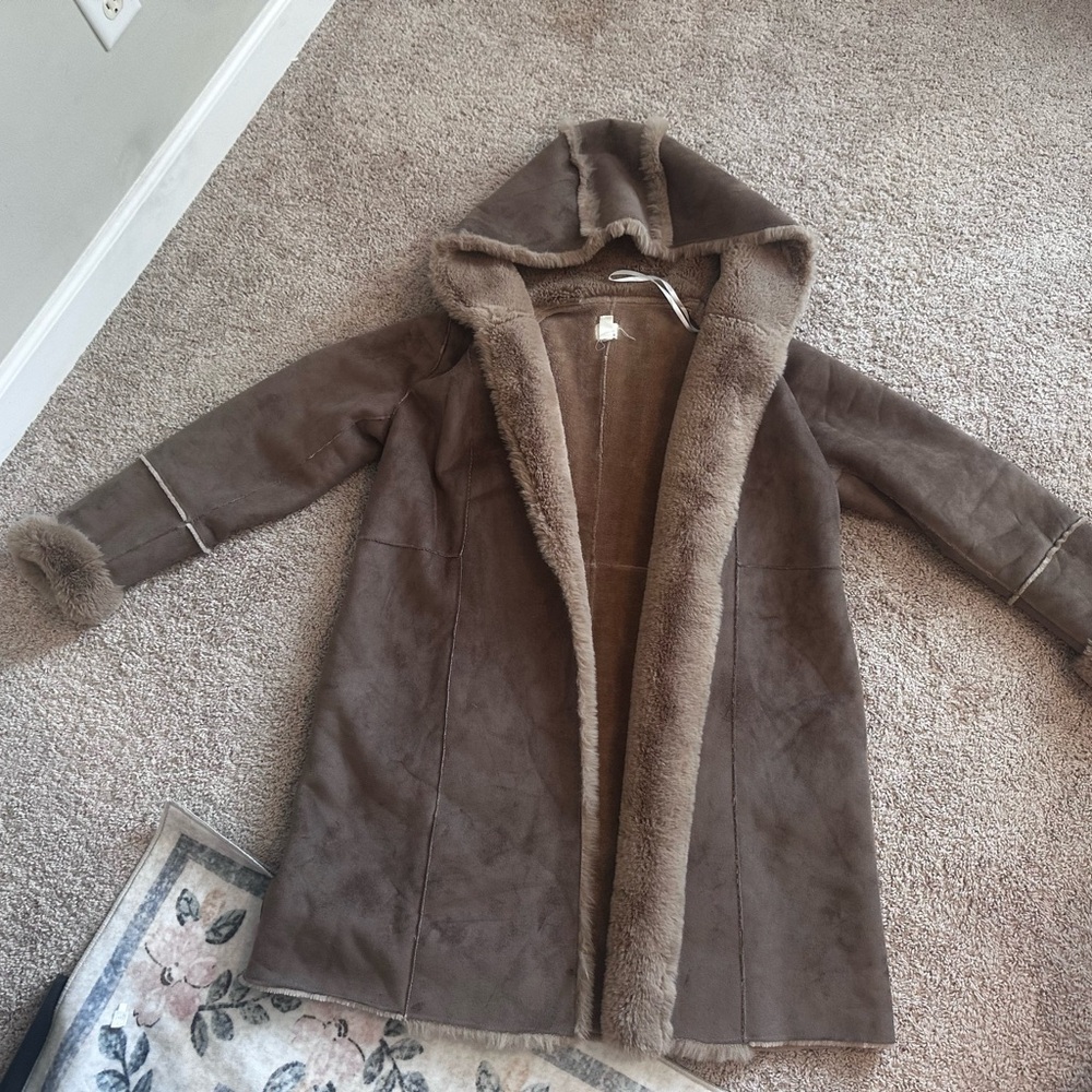b new york Tan Faux Fur Jacket